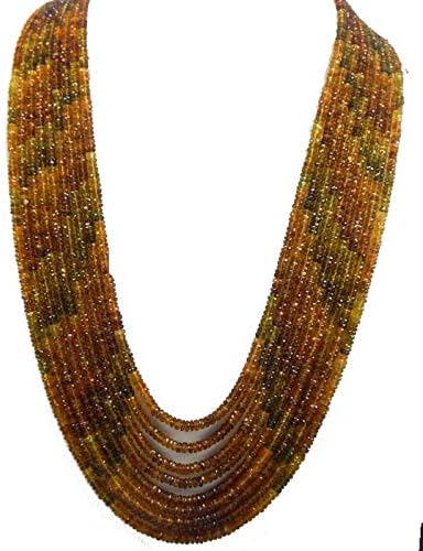 3-4 mm 21.5'' micro faceted 9 strand natural tourmaline rondelle beads necklace