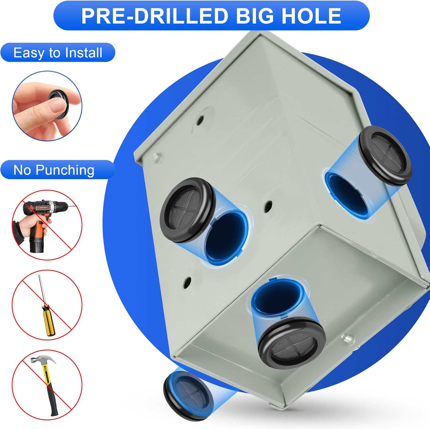50 Amp RV Extension Cord 10 ft, NEMA 14-50P to SS2-50R Cable & 50 Amp Generator Inlet Box, NEMA SS2-50 Pre-Drilled Power Inlet Box for 3 Prong Generator Cord