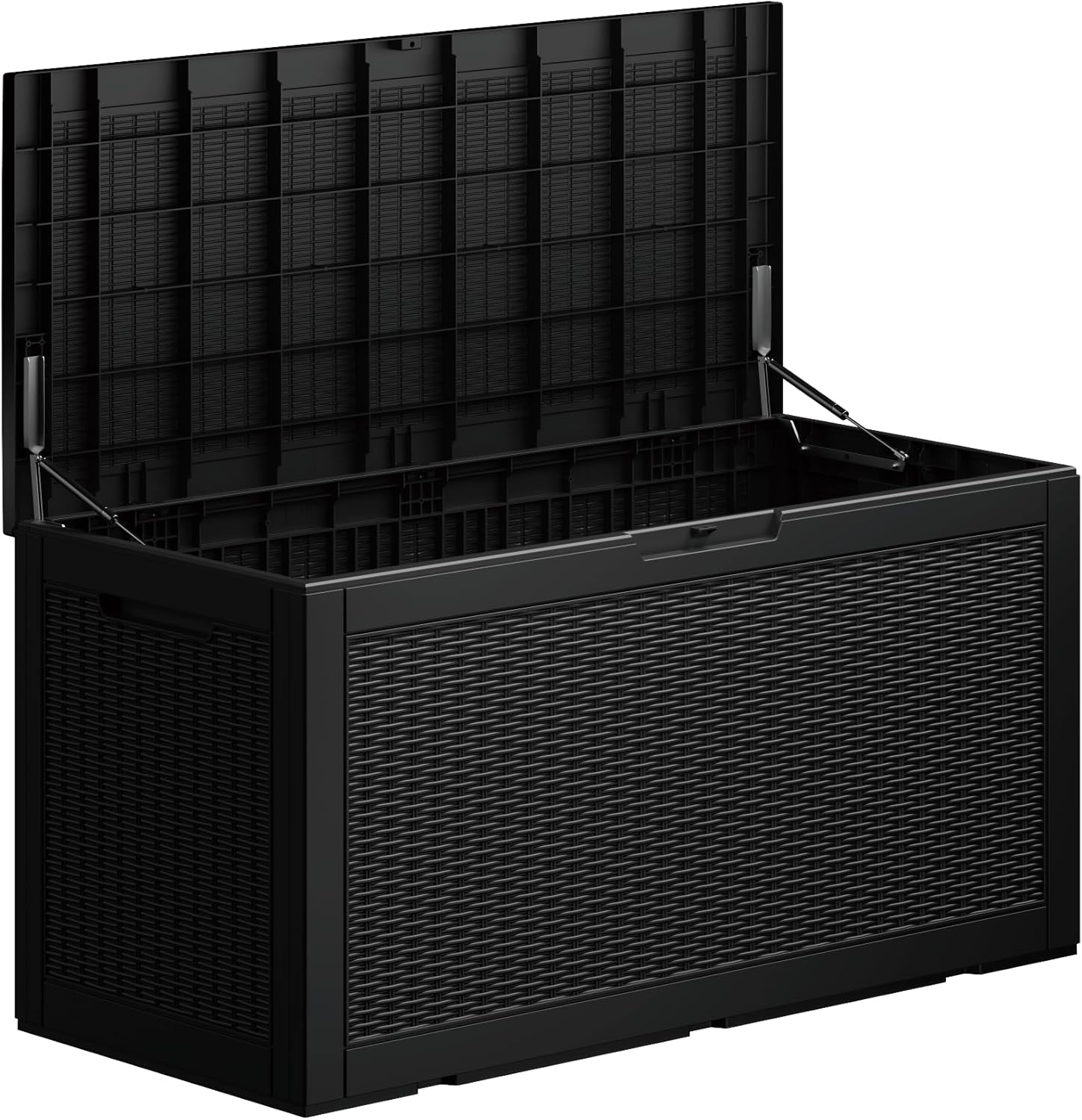 100 Gallon Resin Deck Box, Outdoor Indoor Waterproof Storage Box, Lockable Storage Box With Handle for Patio Furniture - Garden Tools - Swimming Pool Tools & UV Resistant, Black
