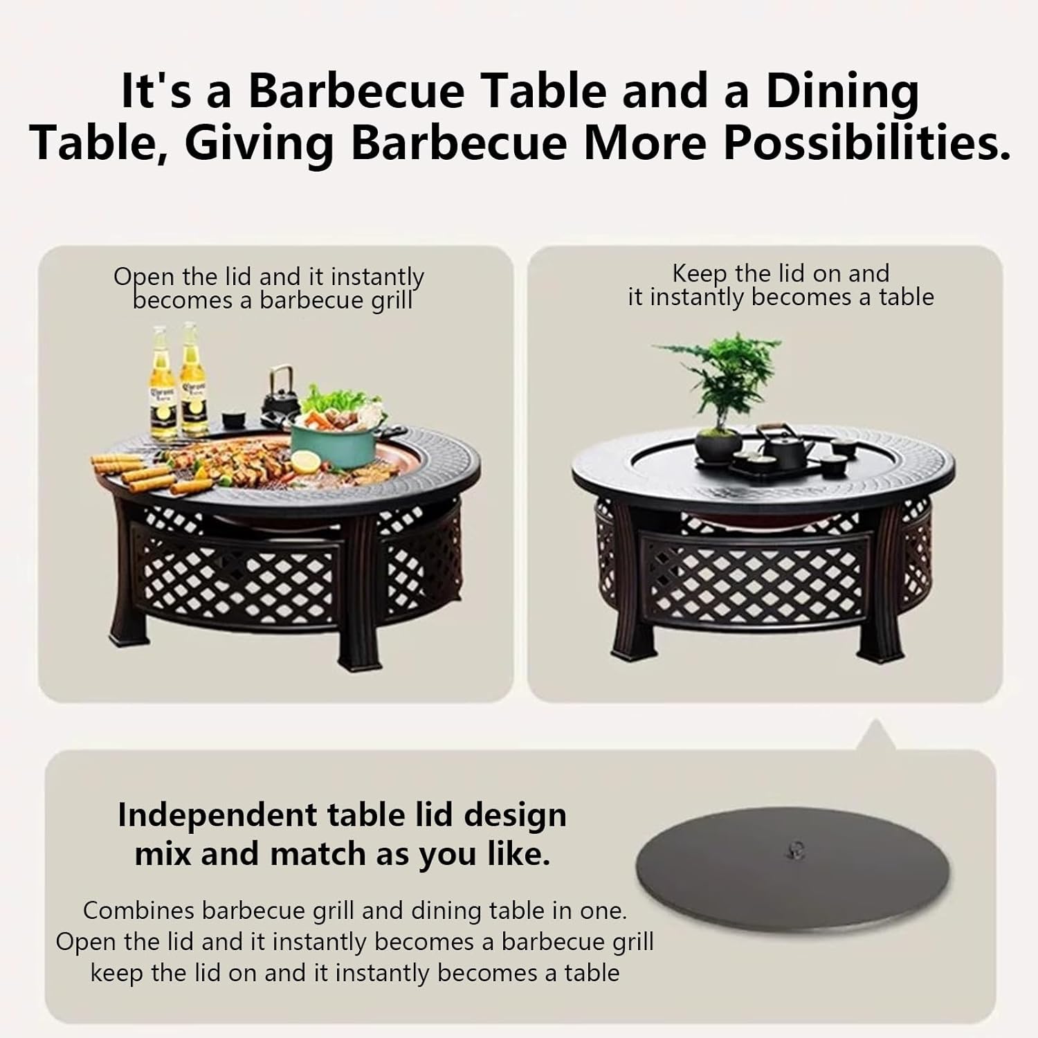 Fire Pit with Grill Large Firepit Table Outdoor Firepit for Yard Patio Bonfire Camping Picnic Party