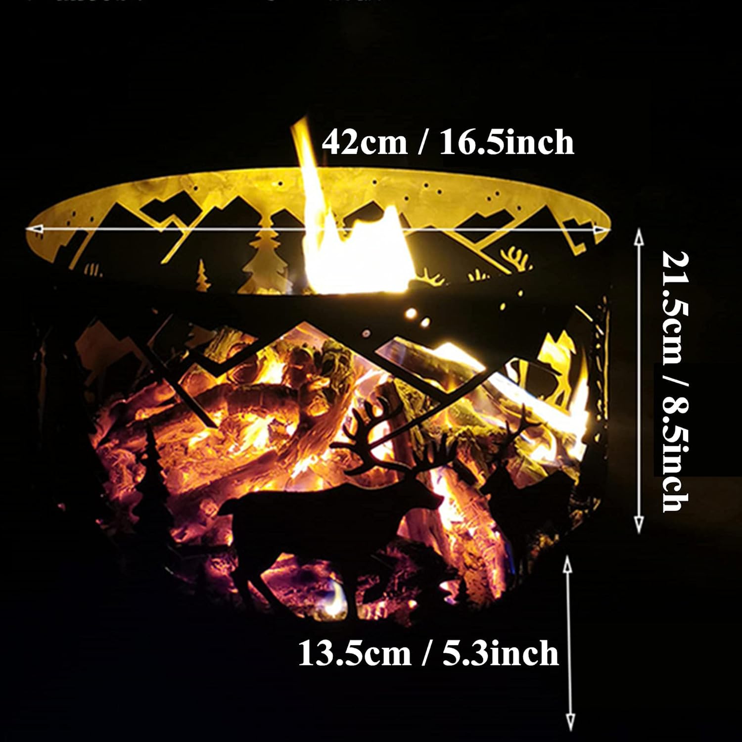 Outdoor Fire Pits, Wrought Iron Bonfire Firepit Bowl, Hollow Pattern Wood Burning Fireplace Stove, Patio Heater, BBQ Grill Heating Basin for Camping, Backyard, Garden, Party