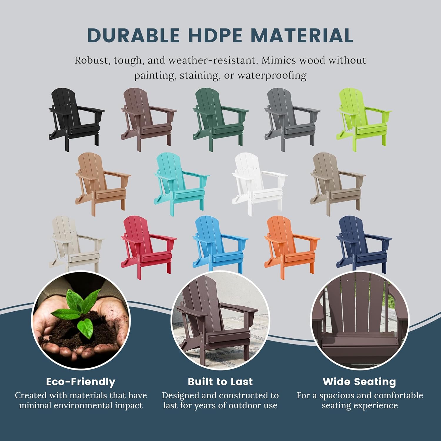 Westin Outdoors Laguna WO Home Furniture Adirondack Chair 4 PC Set Classic Outdoor Patio Folding Chair for Bon Fire Pit Lawn Backyard Beach Plastic Weather-Resistant (Dark Brown)