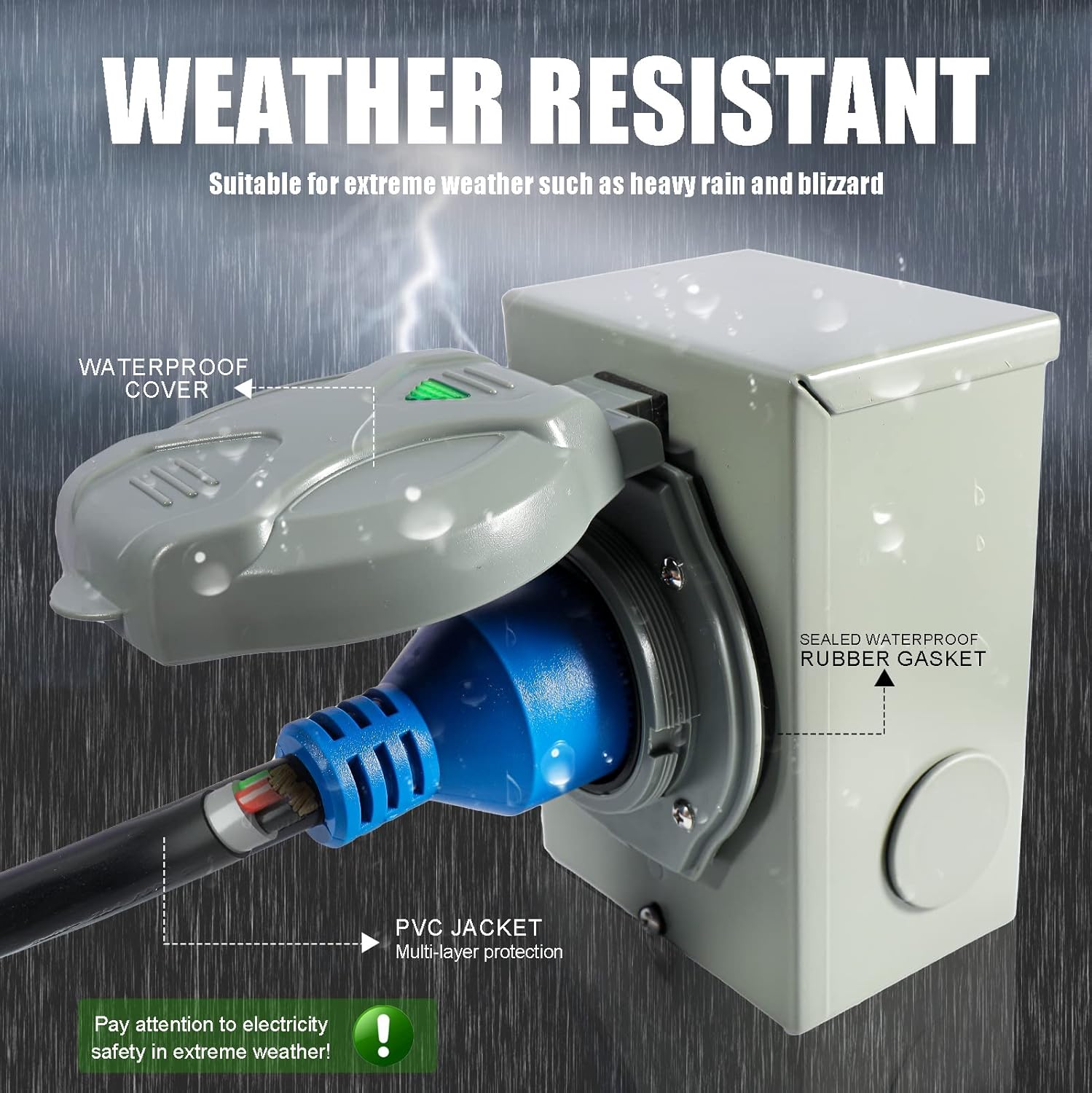 30 Amp Generator Cord and Power Inlet Box, 50FT Generator Cords 30 Amp,125V/250V Generator Power Cord NEMA L14-30P to L14-30R,Twist Lock Connector