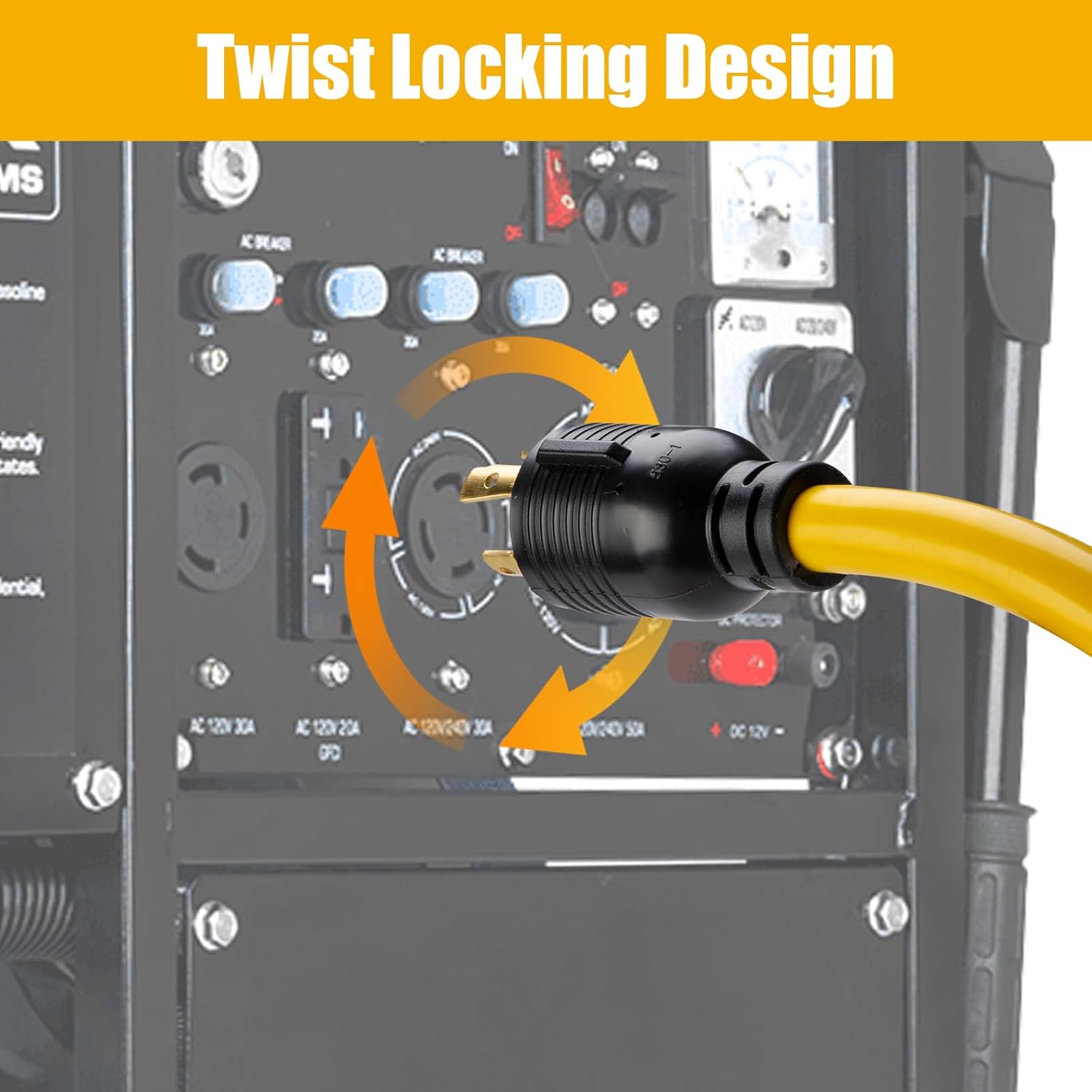 NEMA L14-30P to 4X 5-20R/5-15R&L14-30R Generator Adapter Extension Cord, 4 Prong 30 Amp to 110V,Twist Locking to 15 Amp/20 Amp Household Outlet, 125/250V 7500 Watts, ETL Listed (10FT)