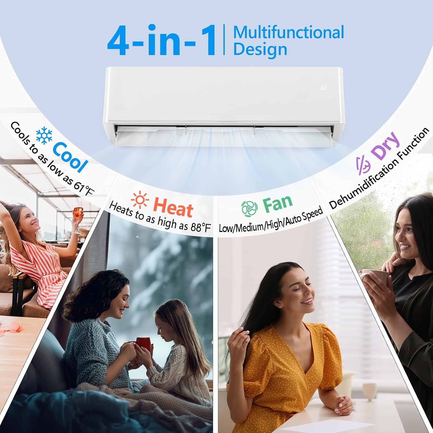 Bonnlo 18,000 BTU Mini Split AC/Heating System with Inventer, 23 SEER 230V Energy Saving Ductless Split-System Air Conditioner with Pre-Charged Condenser, Heat Pump, Remote Control & Installation Kit