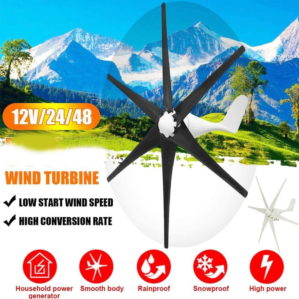 14000W 12V/24V/48V Wind Turbines Generator Kit, 6-Blade Vertical Wind Power Turbine,with Wind Controller, for Home Farm Rvs Boats