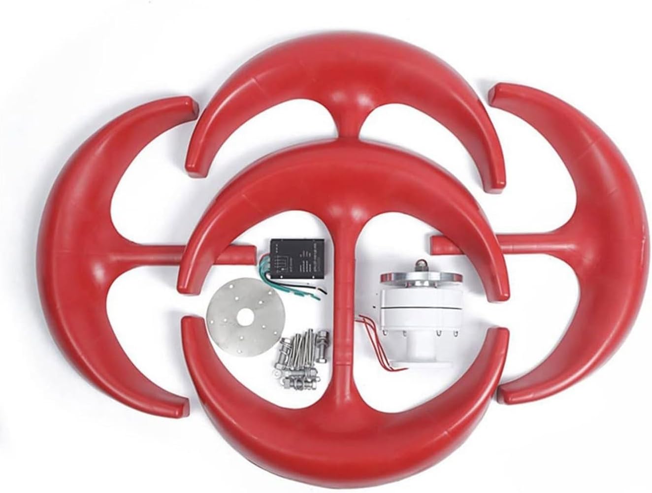 1000W 12V/24V Vertical Wind Turbine， Three-Phase AC Permanent Magnet Generator ，with MPPT Controller for Home Red Lantern Type Vertical Axis Wind Turbine (12, Volts)