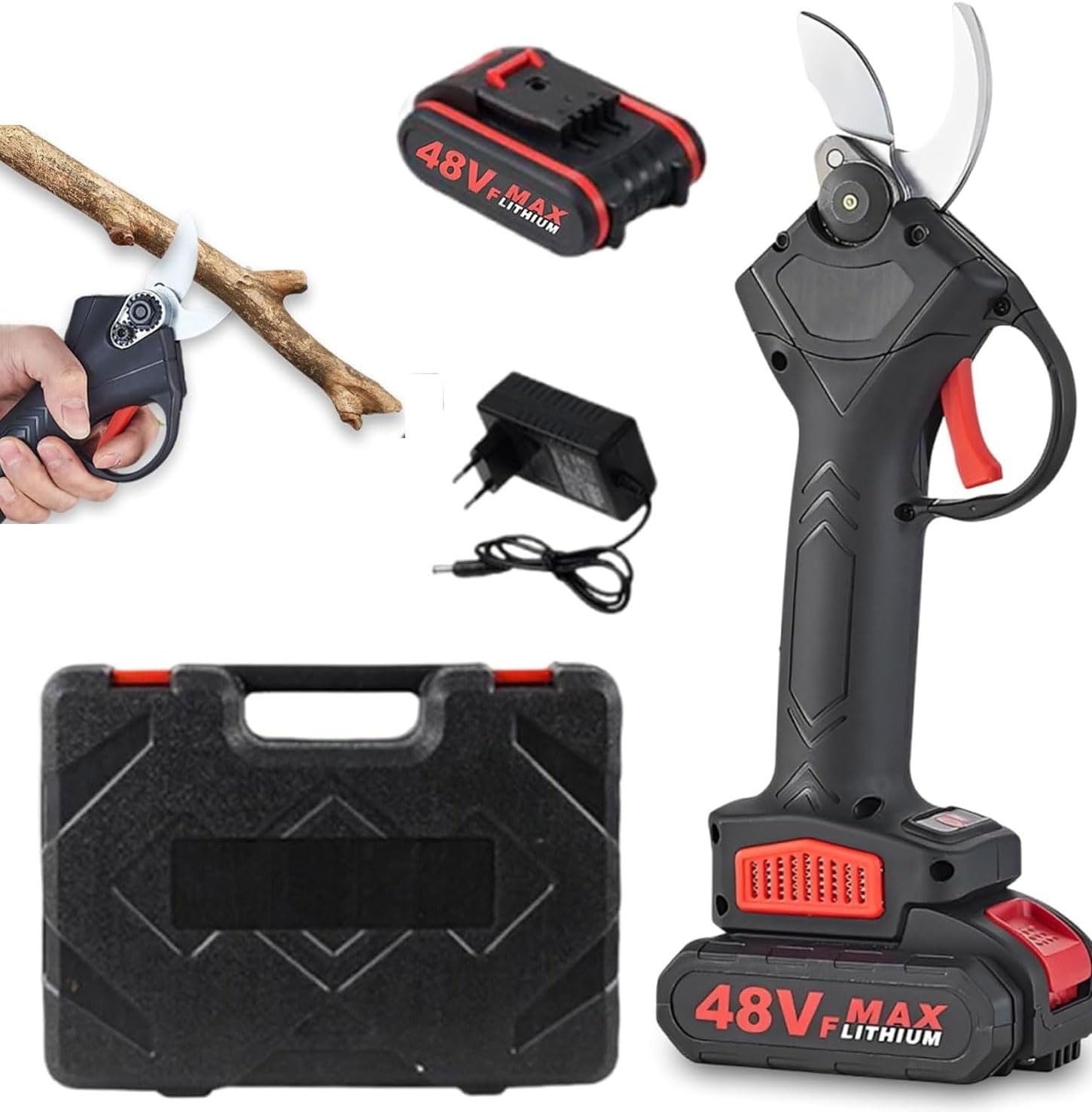 Portable Power Shears, Electric Pruning Shears, 1.2 in Cutting Diameter Cordless Power Pruner, Electric Pruning Shears Branch Cutter for Gardening, Fruit Trees, Yard, Lawn (1 Battery)