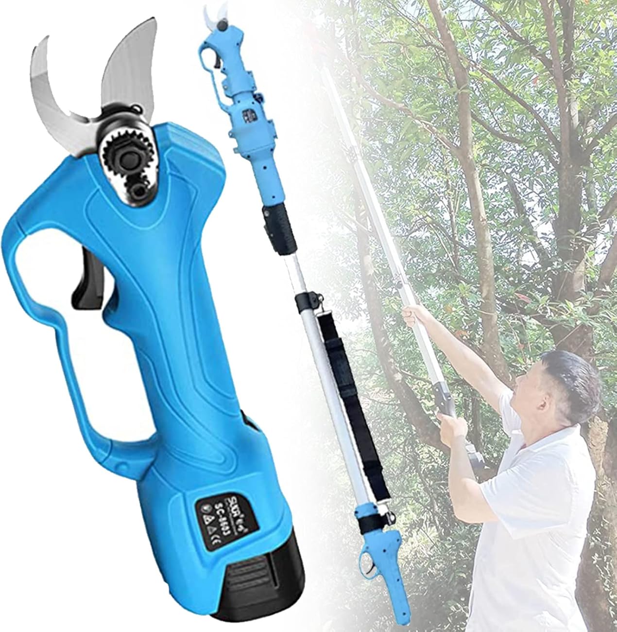 XYEJL Electric Pruning Shears Cordless Pruning Shears Telescopic Long Handled Gardening Pruning Shears Battery Powered with Safety Protection Electric Pruning Shears for Gardening