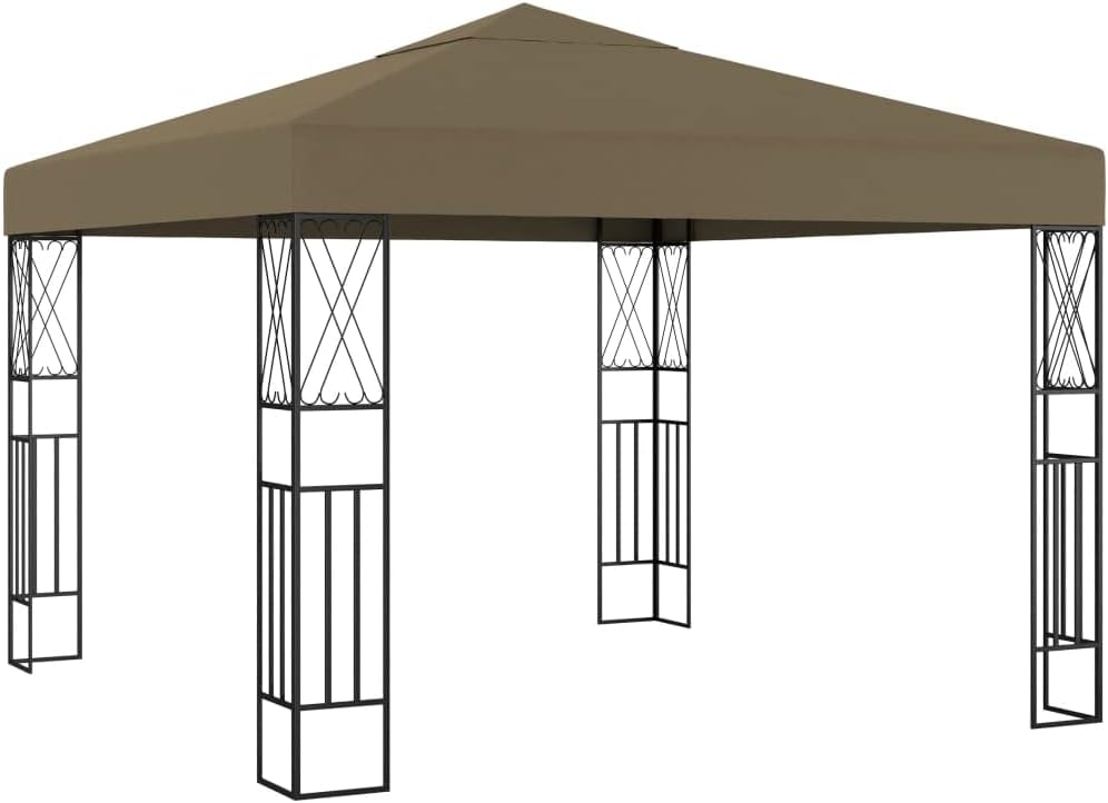 Taupe 10x10 ft Gazebo, Durable Polyester Fabric Steel Frame Outdoor Canopy Tent for Patio, Garden, Backyard Gatherings, UV Resistant Outdoor Structures