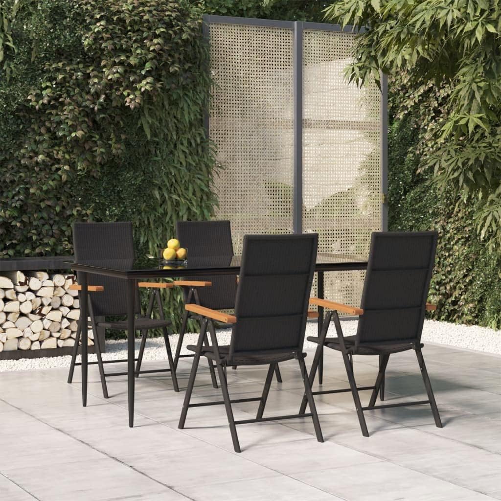 5 Piece Patio Dining Set Black and Brown Poly Rattan,Patio Dining Set for Outdoor Living and Entertainment Weather Resistant and Durable Patio Furniture Sets, Outdoor Furniture Sets