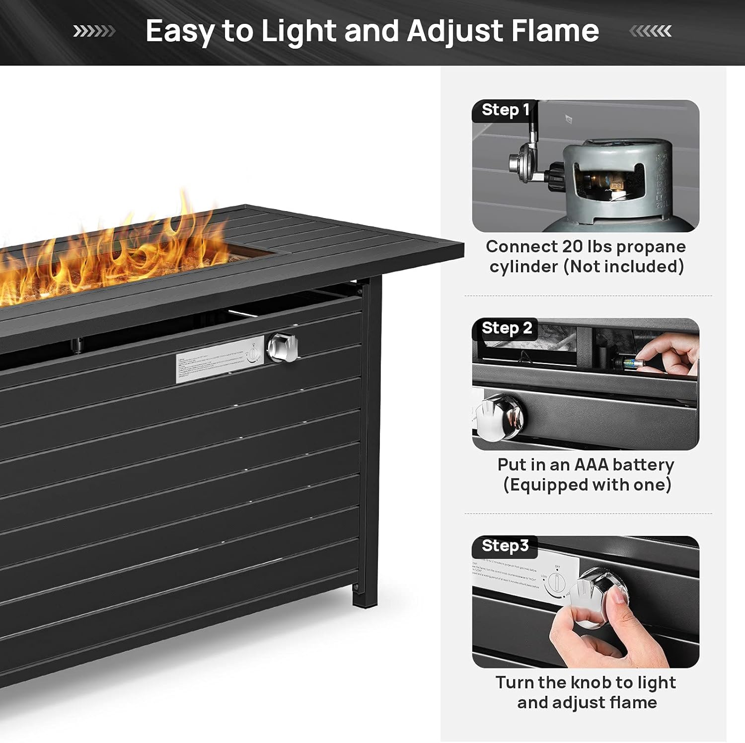 Propane Fire Pit Table, 50 Inches 50000 BTU Auto-Ignition Outdoor Fire Table with External Igniter & ETL Certification, 2 in 1 Fire Pit Table for Outside Patio, Garden, Backyard