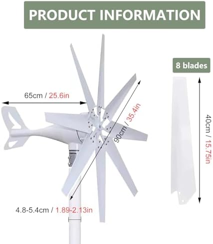 14000W Wind Turbine Generator Kit - 8 Blade Design, DC 12V/24V/48V/110V/220V, Solar & Wind Hybrid Controller, Efficient Renewable Energy Solution for Home Power Supply