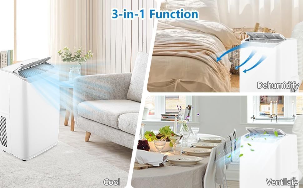 Portable Air Conditioners, 14000 BTU Room Air Conditioner Cools Up to 750 Sq.Ft, In-1 Portable AC Unit With Cooling, Dehumidifier, Fan & Sleep, With Remote Control & Installation Kits, 24H Timer