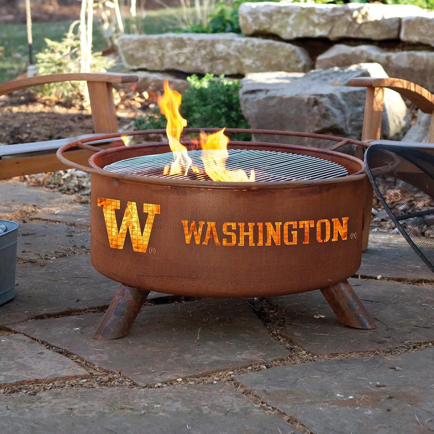 Patina Products F249 Washington Steel Outdoor Fire Pit - 24 x 24 x 11 inch - Natural Rust Patina Finish