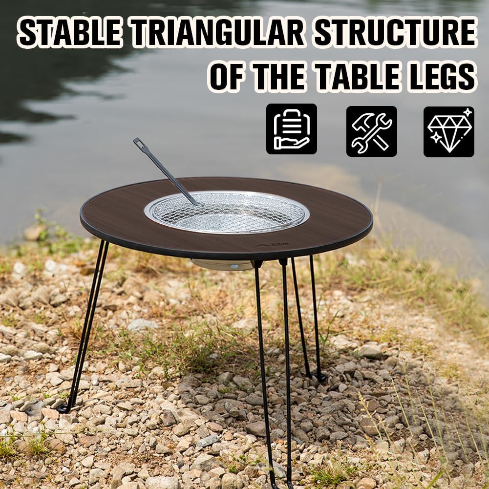 Mini Camping Fire Pit Table – Portable Wood Burning Fire Pit with Foldable Design for Outdoor Cooking & Gatherings