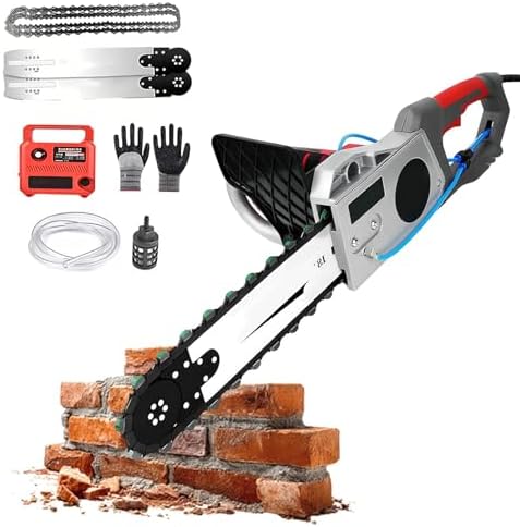 Electric Concrete Wall Cutter Chainsaw - 2 Diamond Chains & 2 Guide Plates, Quick Start Tech, 48cm Cutting Depth, Professional Power Tool for Construction & Renovation