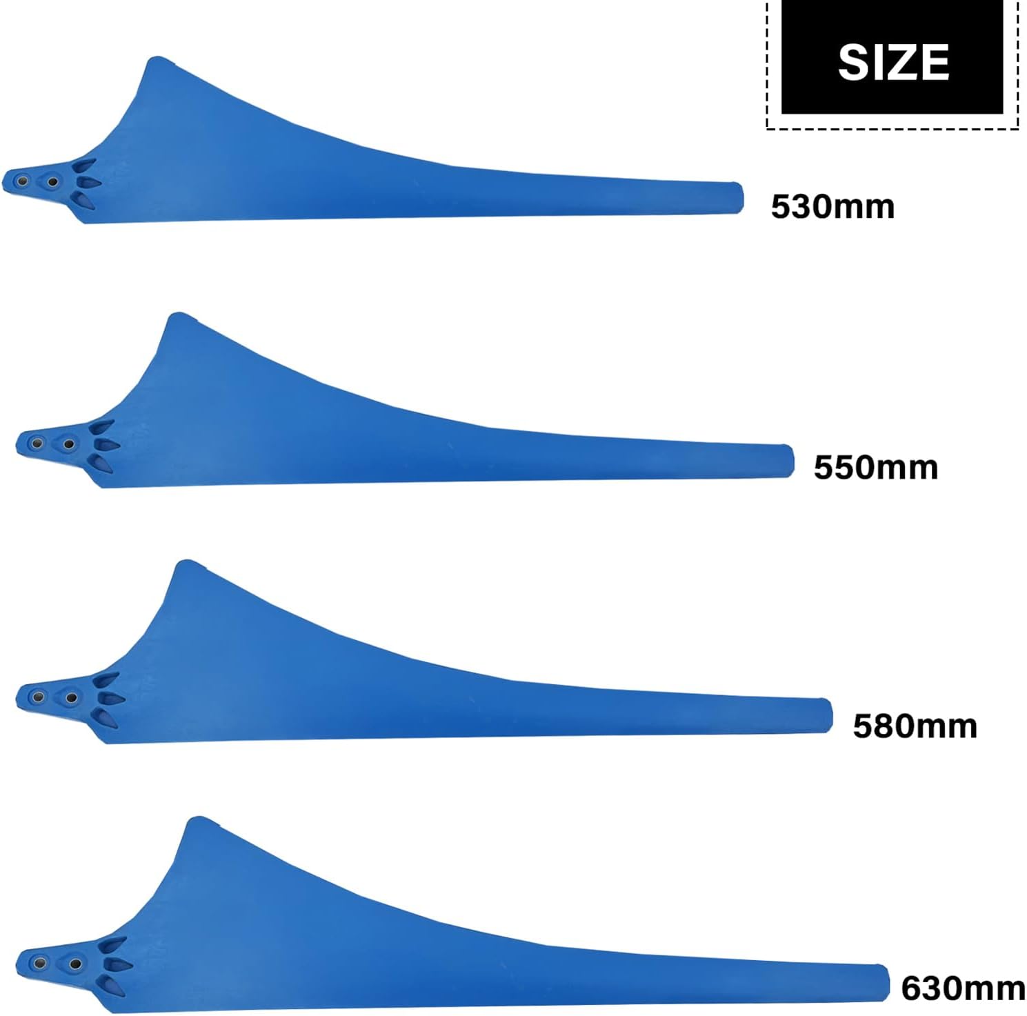 530mm-630mm 3-Blade Wind Turbine Blade Blue Nylon Fiber Blades Horizontal Axis Wind Turbine Blades, Easy to Install Wind Turbine Replacement Blades for DIY Wind Turbine,Blue,630mm