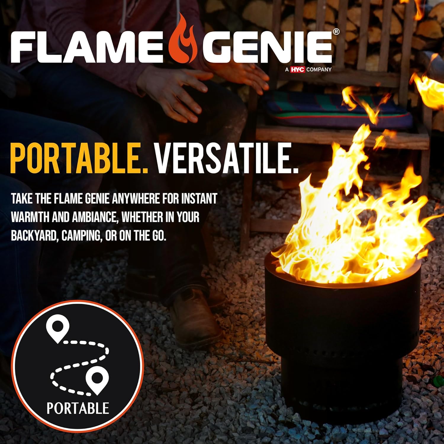 Flame Genie Portable Fire Pit - Smoke-Free Inferno Wood Pellet Fire Pit, 19