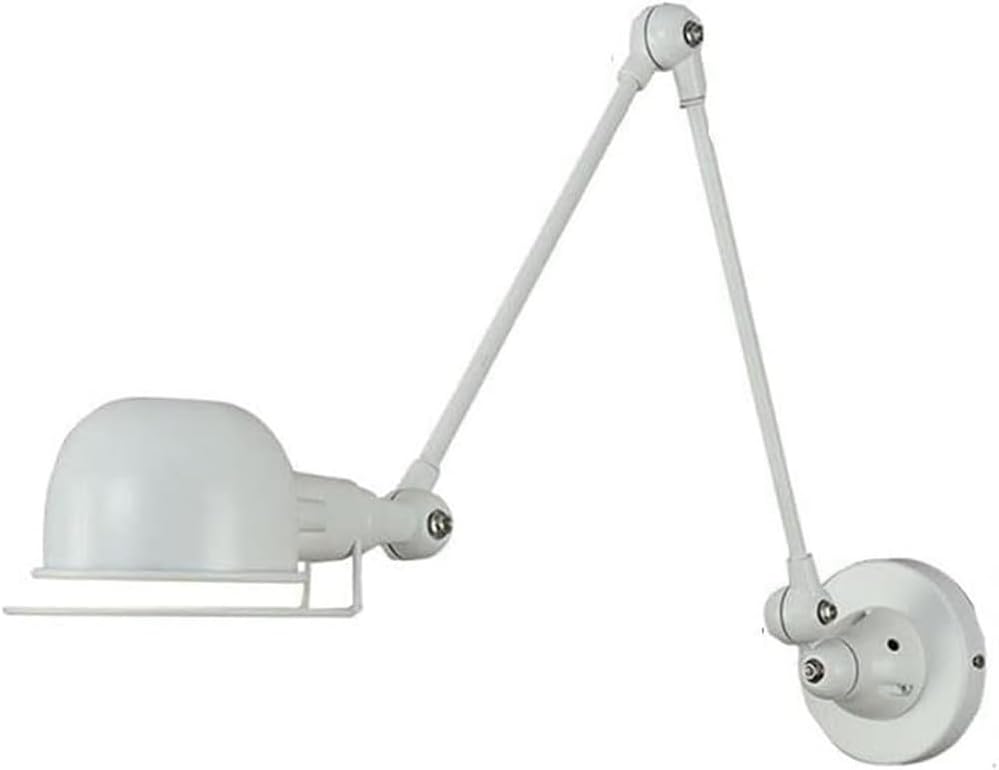 Swing Arm Wall Light Retro Metal Wall Lamp Industrial Adjustable Telescopic Wall Sconce Lighting Fixture Multi Angle Design Bedside Telescopic Reading Lamp(White)