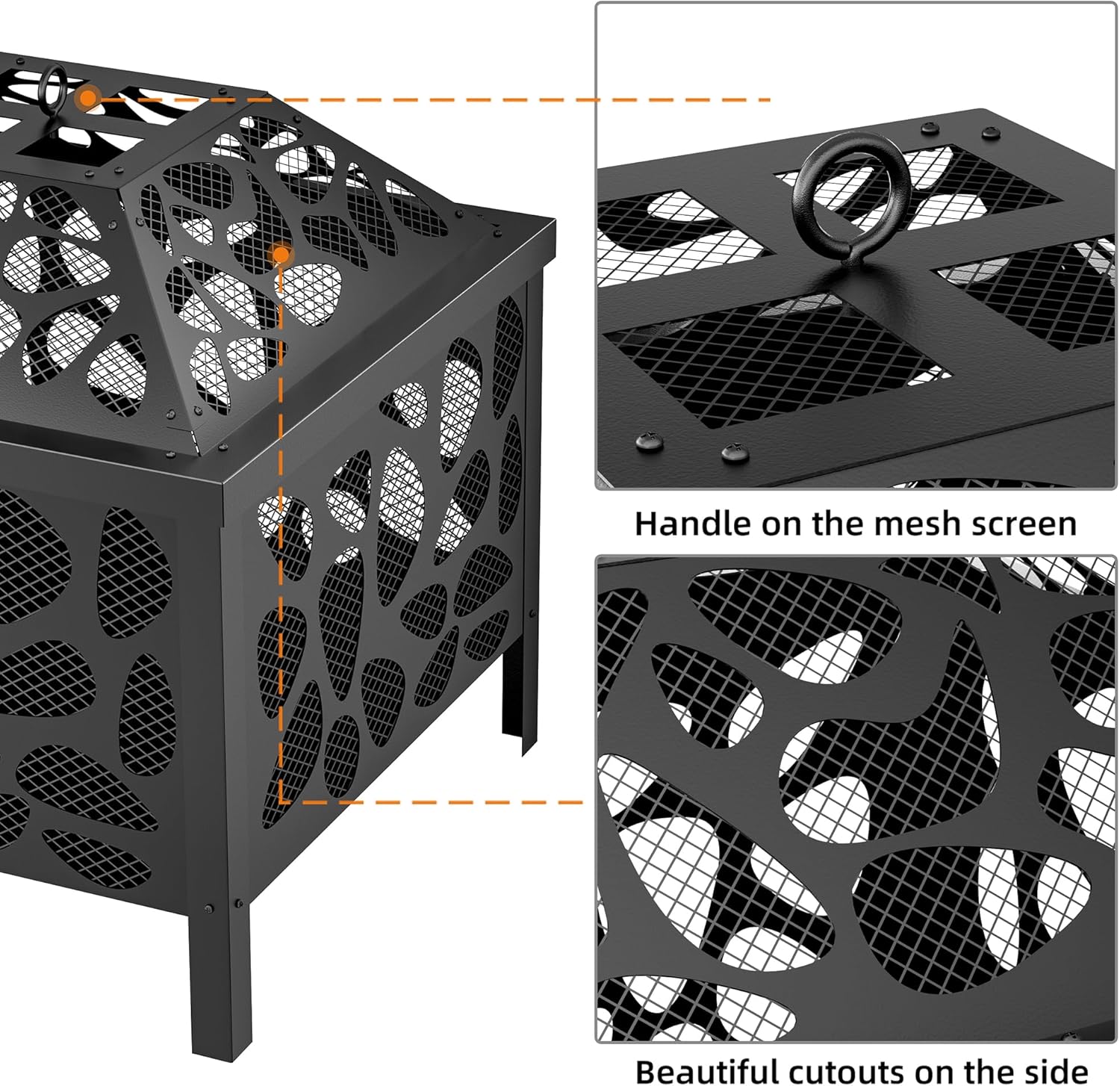 15.7 inch Small Fire Pit for Outside, Outdoor Wood Burning Fire Pit, Small Bonfire Pit,Firepit Bowl for Patio Camping Backyard Deck Picnic Porch