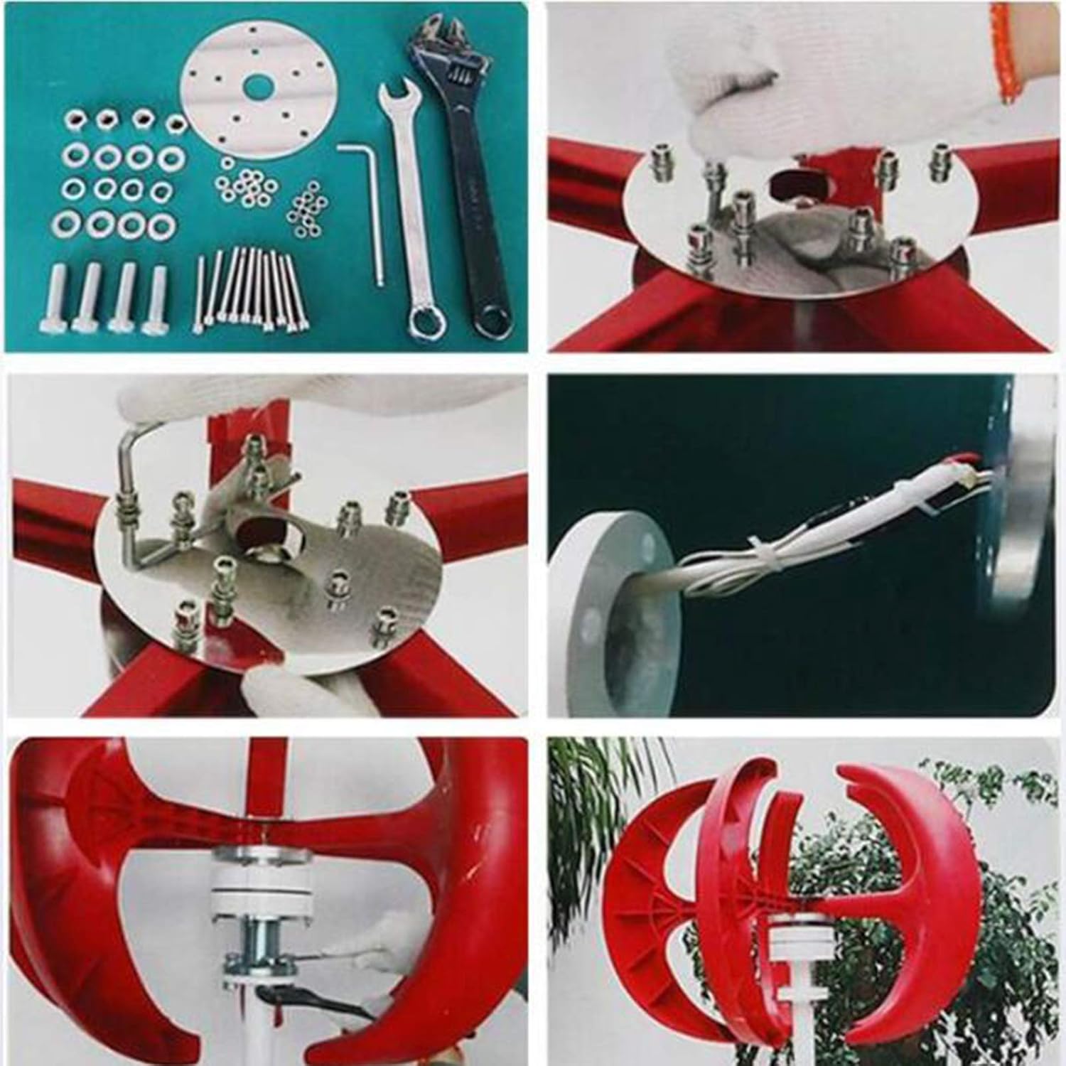 8000W Vertical Axis Wind Turbines Generator Kit, 24V 48V 5 Blades AC Wind Turbine for Hybrid Solar Wind System(with Controller)