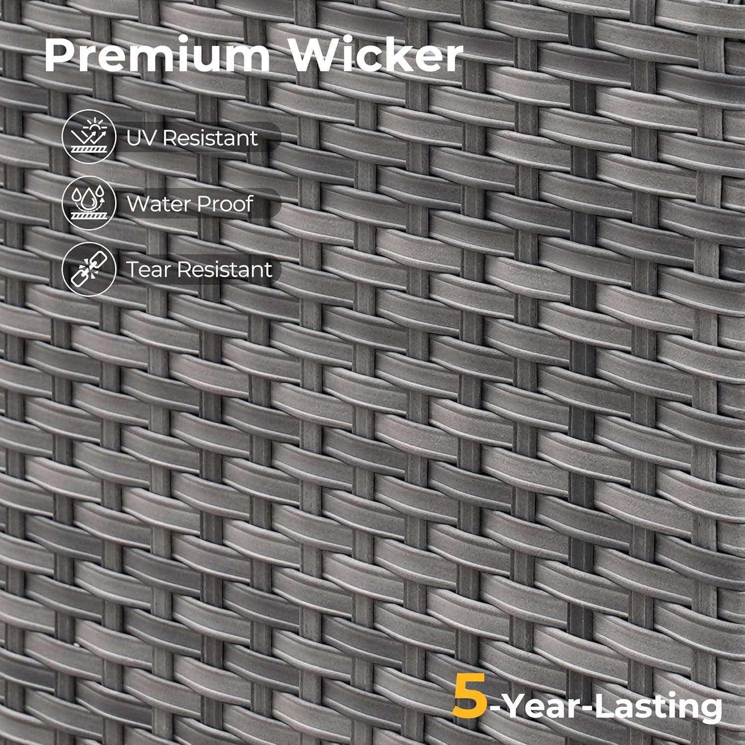 HOOOWOOO Outdoor Patio Furniture with Fire Pit Set 13 Pieces Patio Set with Fire Pit Wicker Outdoor Furniture with Fire Pit Table Set Patio Sectional Set with Swivel Chairs,Denim Blue