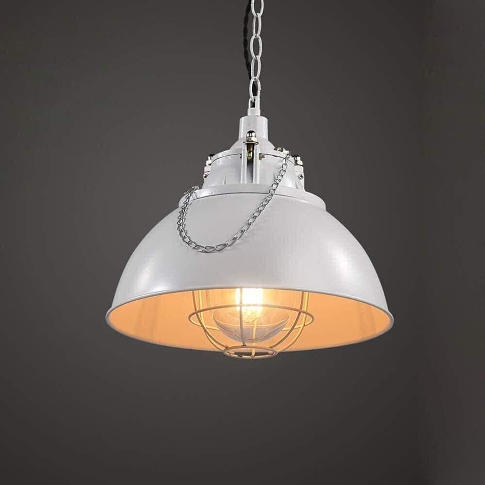 Single Head Hanging Lamp, 1 Pack Farmhouse Ceiling Light American Retro Wrought Iron Chandelier Vintage Industrial Metal Hanging Lighting Fixture for Entryway Foyer Hallway Barn,White