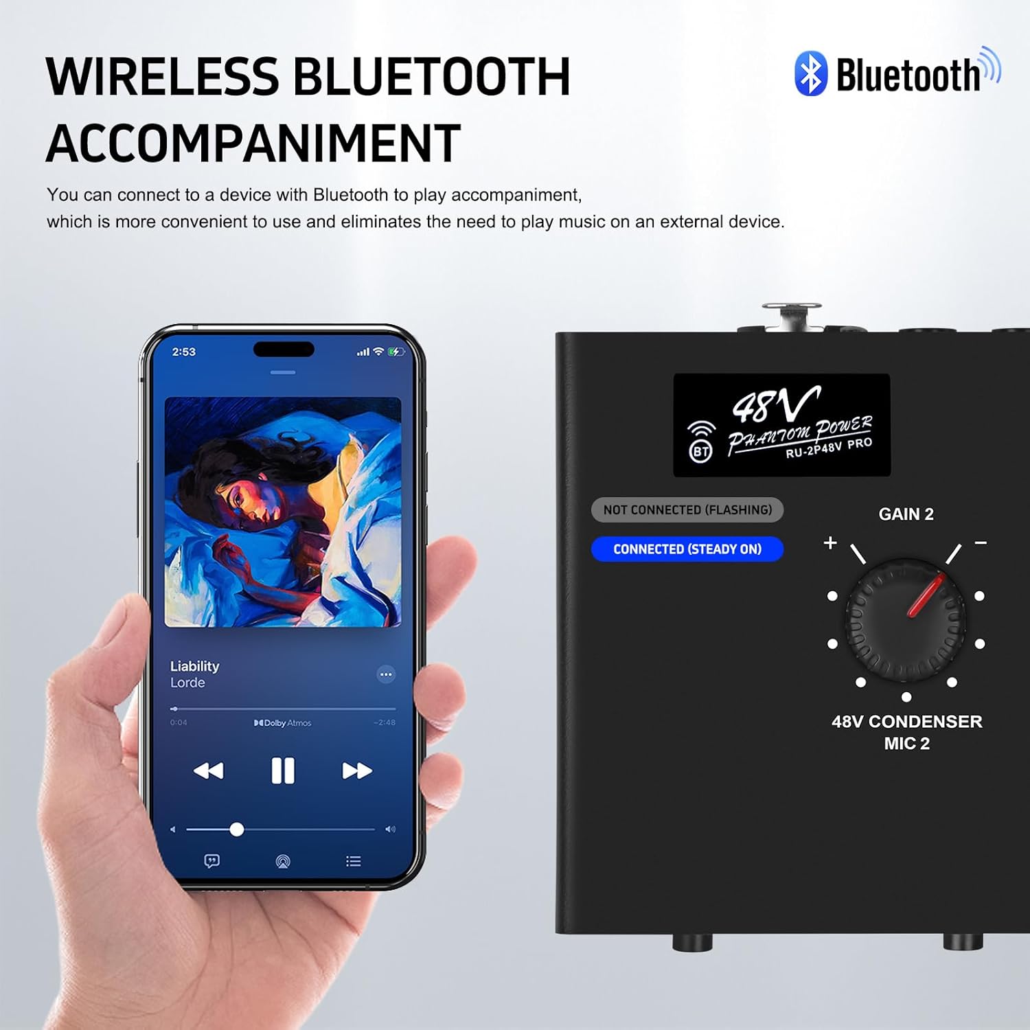 Microphone Preamp Mic Booster 4 Input Max 25db DI Box with 48V Phantom Power for Dynamic and Condenser Mic (MC02)