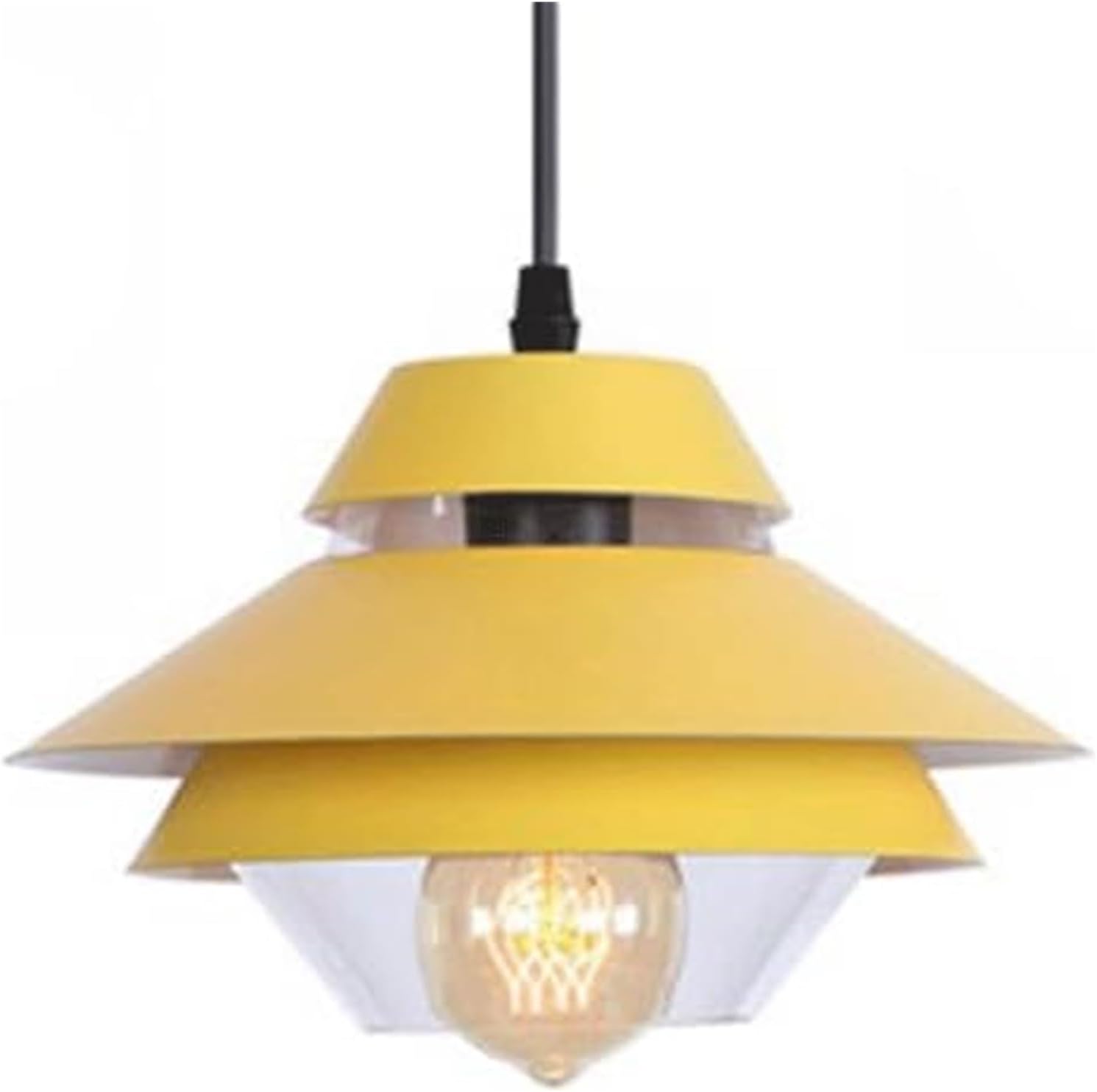 Pendant Lamp Nordic Creative Hanging Light,E27 Light Source Chandelier,Creative Multilayer Metal Glass Pendant Lamp,Coffee House Bedroom Clothing Shop Decorative Lighting Fixtures(Natural)