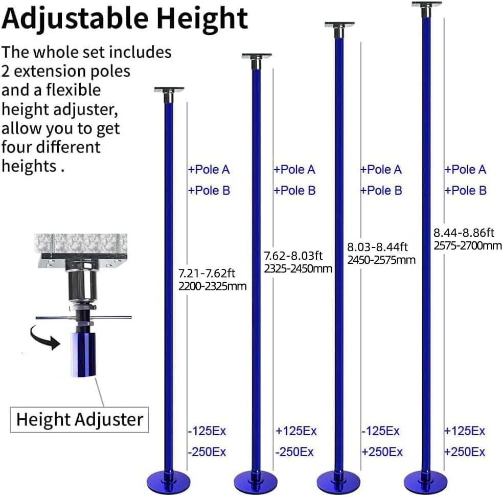 Height Adjustable Permanent Dance Pole with Fixed Plate Enhanced Safety and Stability for Home Dancing