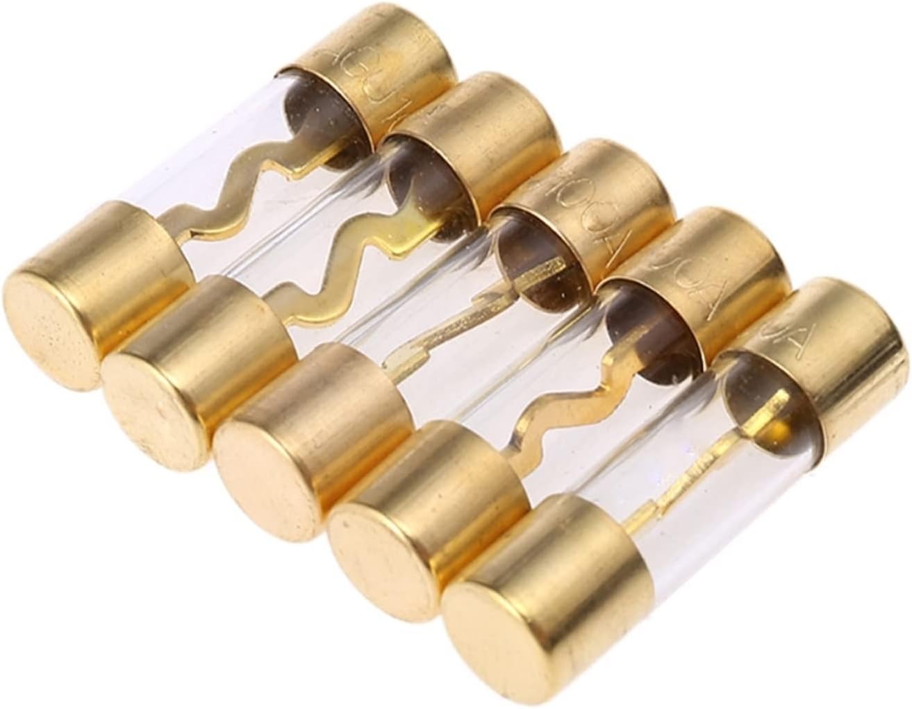 5Pcs Gold Plated Glass AGU Fuse Fuses Pack Car Audio Amp Amplifier 60/80 /100 AMP(100 Amp)