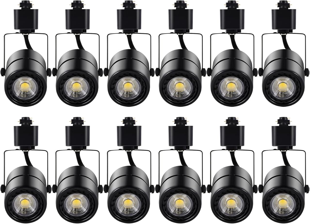 10W H Track Lighting Heads,3000K Warm White Dimmable Bright LED Track Lighting Fixtures for Accent Retail Kitchen Artwork,120V Linear Track Light H Type-CRI90+ 24° - 12 Pack (Black)