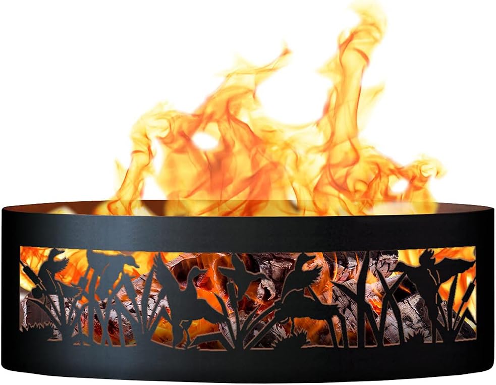 PD Metals FD0948 Flying Duck Unpainted 12 in. Tall 48 in. Diameter Outdoor Fire Ring - 48 x 48 x 12 in. - Rustic Black Color