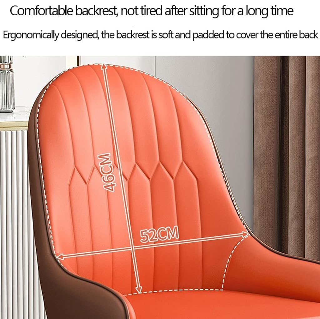 Kitchen Dining Room Furniture Chairs Modern PU Leather High Back Padded Soft Seat Dining Chairs with Backrest Black Metal Legs for Office Lounge Dining Kitchen Bedroom (Color : Beige+Brown)