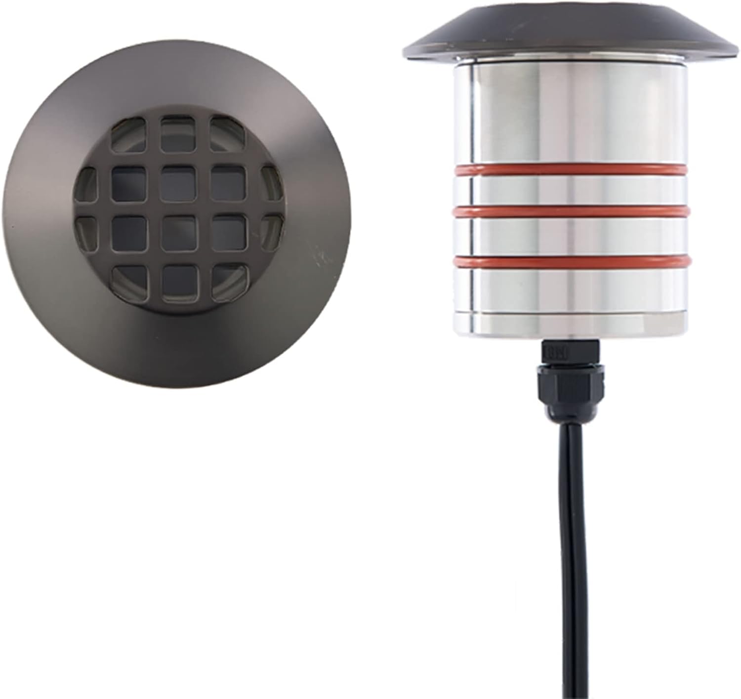 WAC Landscape Lighting, LED 2in 12V Round Louvered Top Inground Indicator Light 3000K in Stainless Steel Coated with Bronze