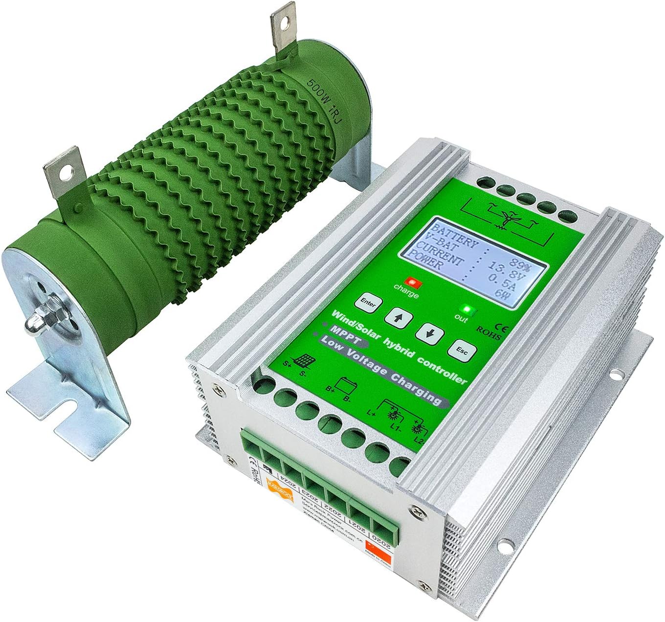 1400W 12V/24V Off Grid MPPT Wind Solar Hybrid Charge Controller - 800W Wind Turbine & 600W Solar Panel Charge Controller with Booster Function and Dump Load