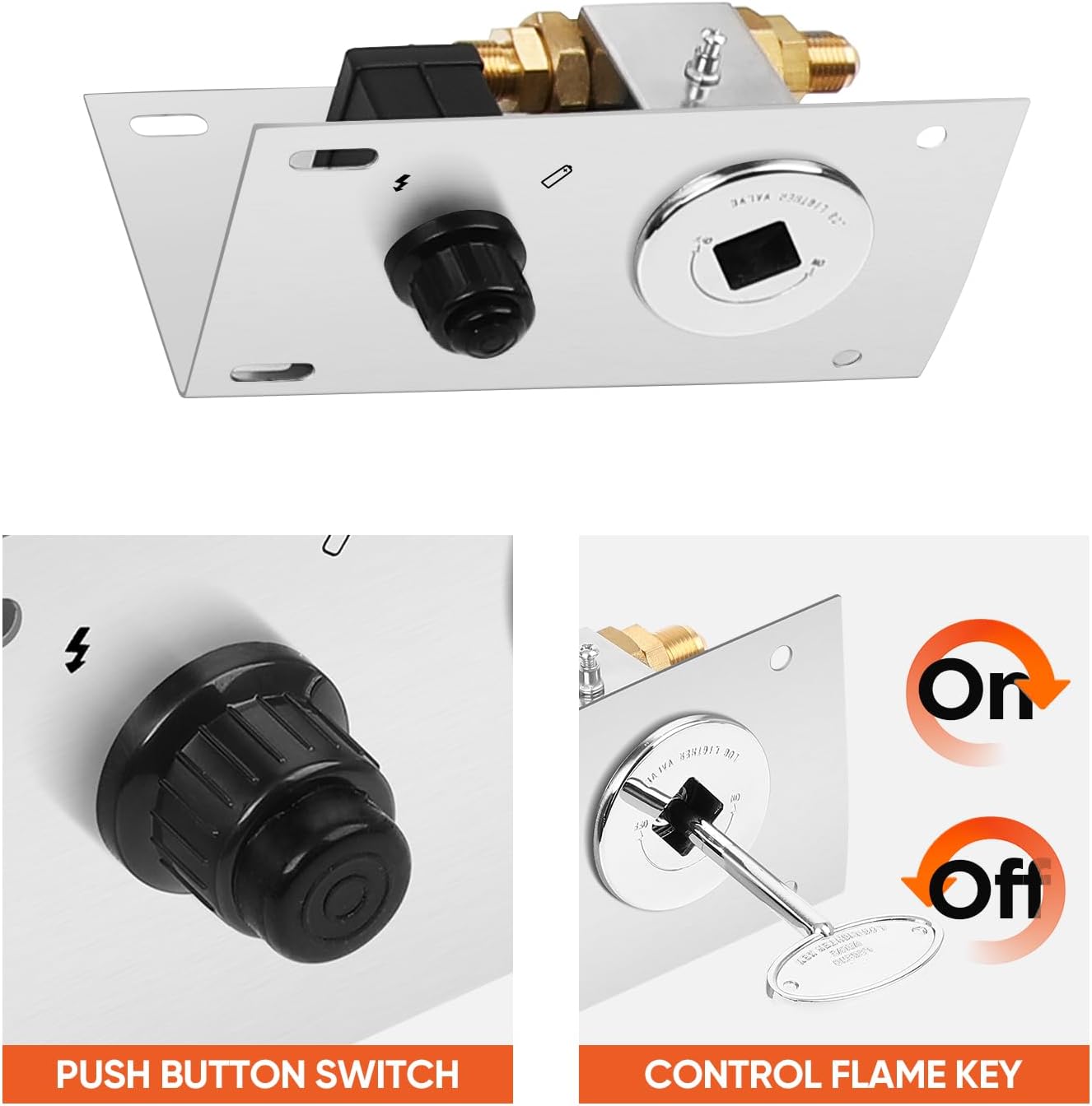 Dollate Drop-in Fire Pit Kit 48 x 14 Inch, Rectangular Fire Pit Insert H Burner with Spark Ignition and Propane Hose Kit, Fire Pit Pan for Indoor or Outdoor Decorative Fireplace