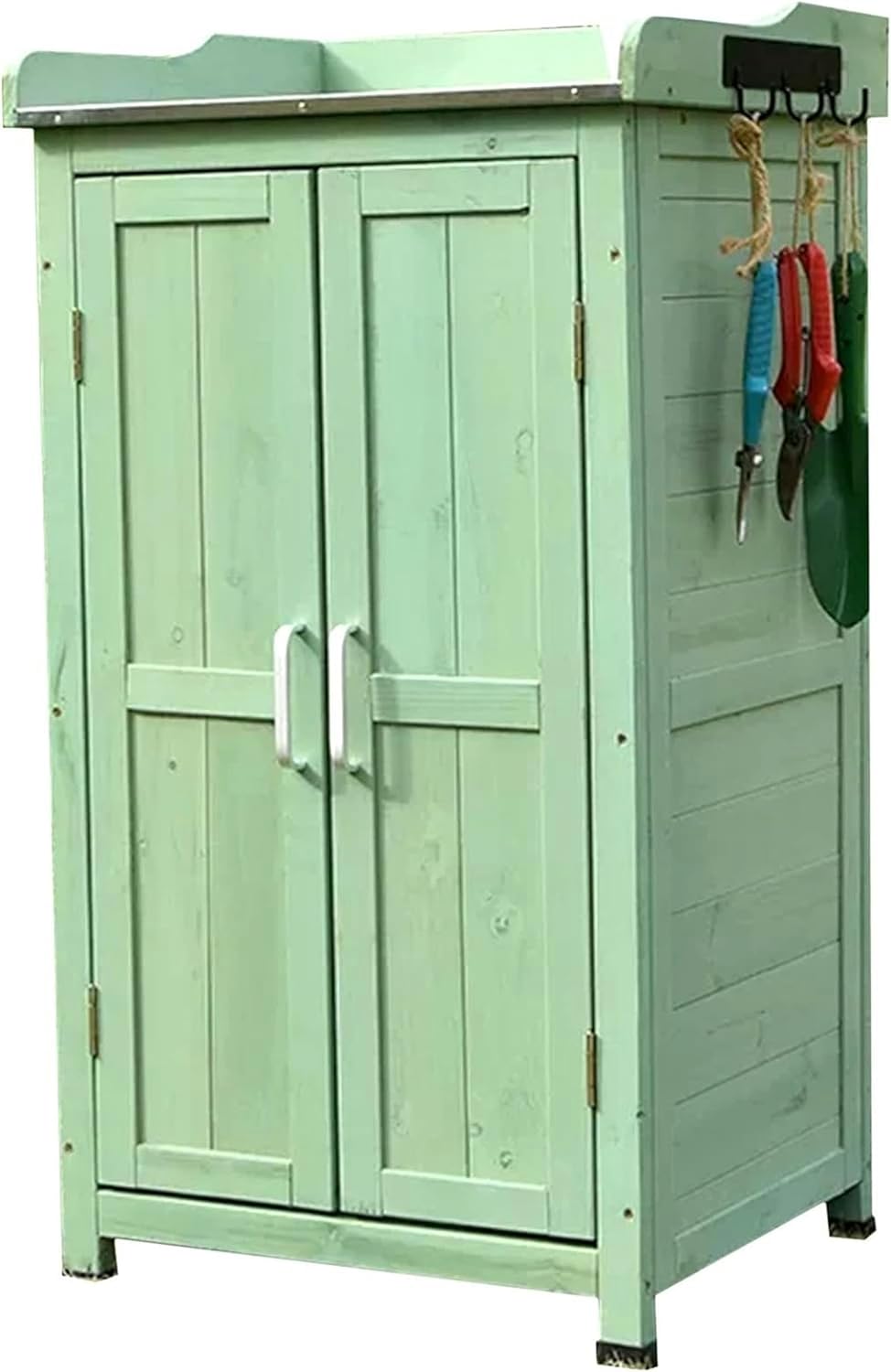 Waterproof Outdoor Garden Storage Cabinet, Wooden Backyard Tool Storage Shed, with Plastic Height Adjustable Feet, Small Garden House, for Patio (Size : B) (A)