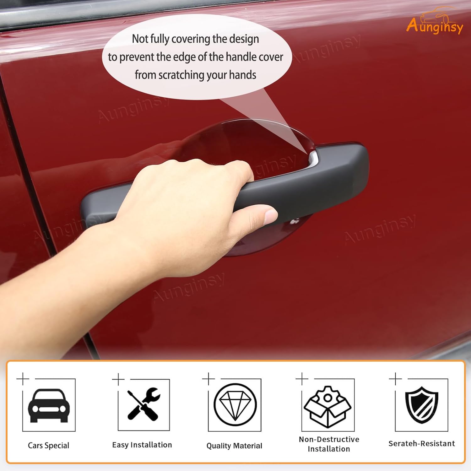Aunginsy Rear View Mirror Cover Cap & Exterior Door Handle Protector Cover Kit Compatible with Toyota FJ Cruiser 2007-2021 Side Door Rearview Mirror Outer Door Handles Trim Decorative ABS Accessories