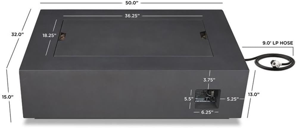 Contemporary Large Propane Fire Table with Conversion Kit in Slate