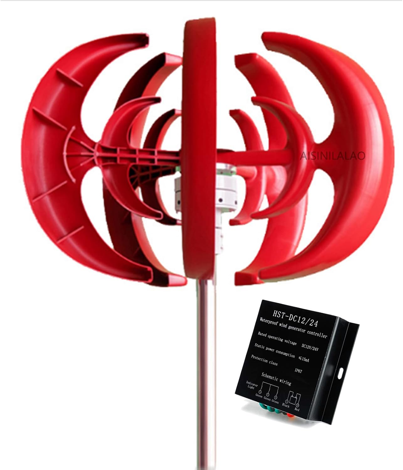 Generator Wind Power Kit,2000W 48V Vertical Axis Wind Turbines Generator Lantern 5 Blades Motor Kit for Windmill Energy Charge Home Camping