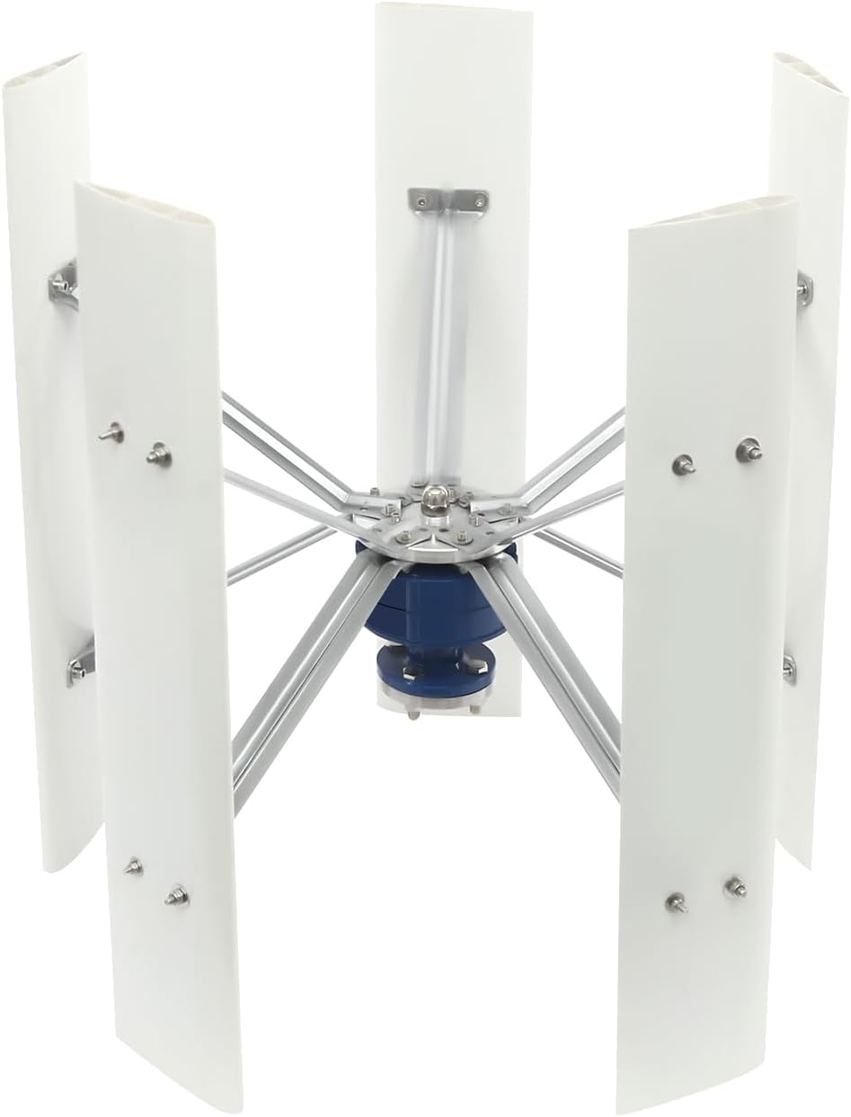 100W Wind Turbine Generator Kit, 12V 5-Blade Windmill Generator with Controller 2.5m/8.2ft/s Start Wind Speed Vertical Axis Wind Turbine Generators for Home Farm Rvs Boats