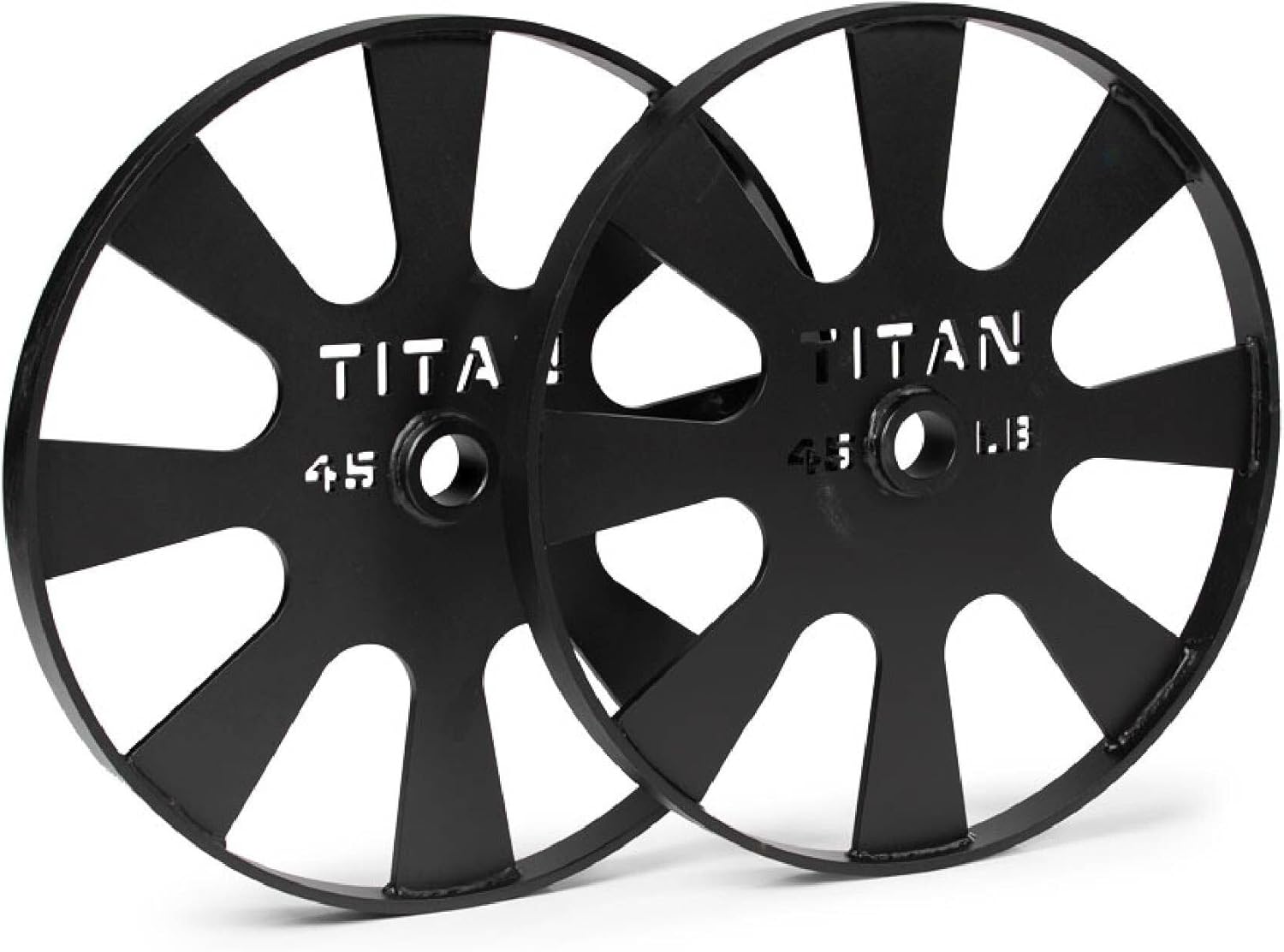 Titan Fitness Wagon Wheel Pulling Blocks, 45 LB Pair, 26-inch Steel Deadlift Pulling Weight Plates