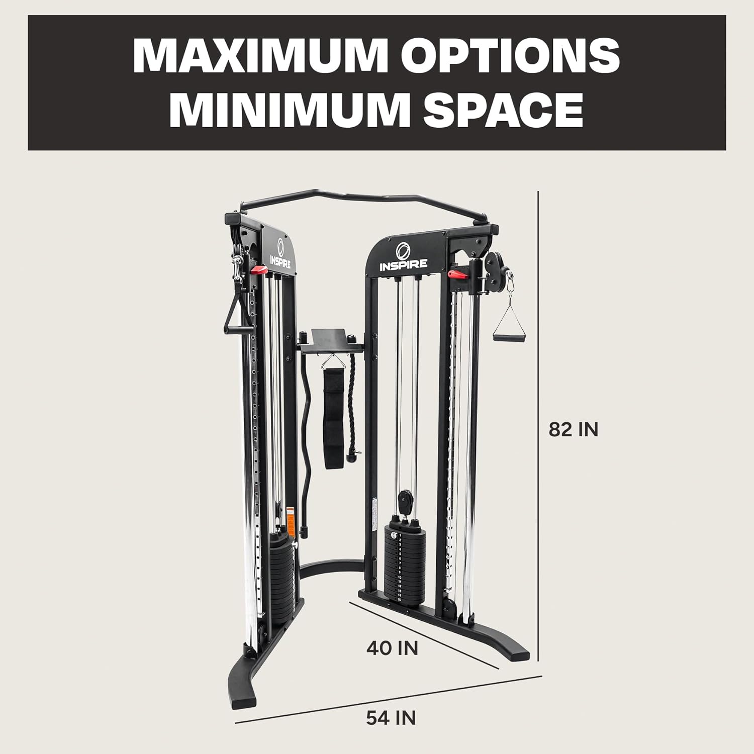 Inspire Fitness FTX Functional Trainer - Compact at Home Workout Machine with Accessories - Space Saving Design - Home Gym Cable Machine and Two 165 lb Weight Stacks