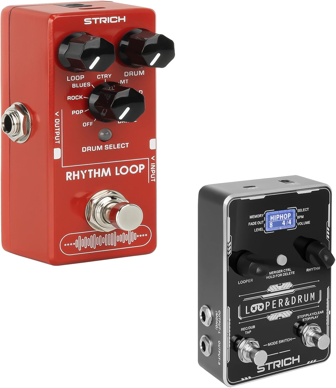 STRICH SL-03 Rhythm Loop Guitar Pedal 360s Phrase Looper (Unlimited Overdubs), Stereo Looper Pedal Guitar Pedal with Built-in Drum Machine, 100 Diverse Drum Patterns, 160 Minutes Recording Time
