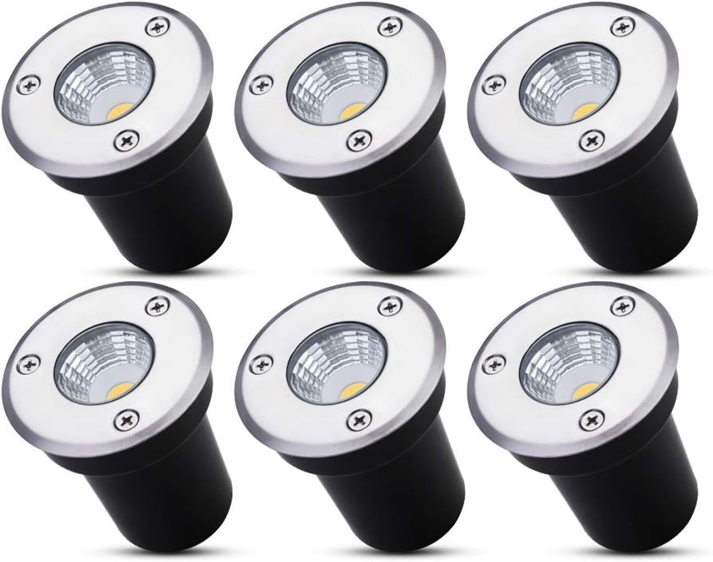 6Pcs Outdoor Recessed Spotlight, LED Ground Light, 3W Floor Lamp for Outdoors, Recessed Color Garden Spotlight, Loadable Up to 800Kg(White,3W(12V))