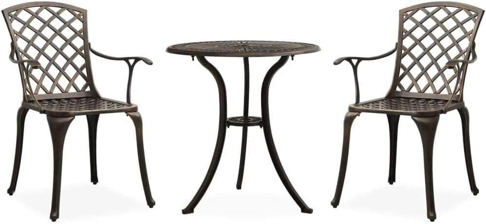 3 Piece Bistro Set Cast Aluminum Bronze,Premium Cast Aluminum Patio Bistro Set for Outdoor Relaxation and Entertainment Patio Furniture, Outdoor Furniture Sets