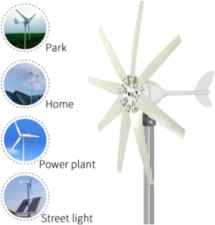 8000W Wind Turbine Generator W/Charge Controller Kit 12/24V 8 Blades for Home Garden Use Low Noise
