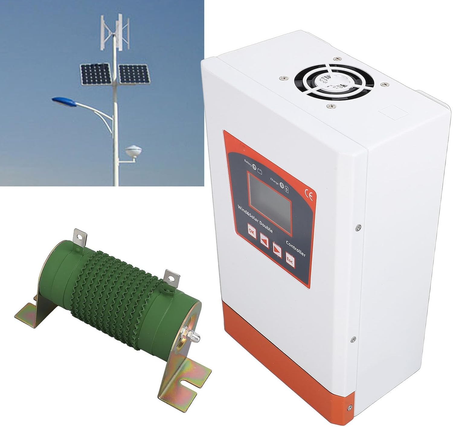 FTVOGUE 48V Wind Solar Hybrid Controller 1000W Wind Turbine 2400W Solar MPPT Charge Controller with Bluetooth for Home Boat Street Light Off Grid Systems